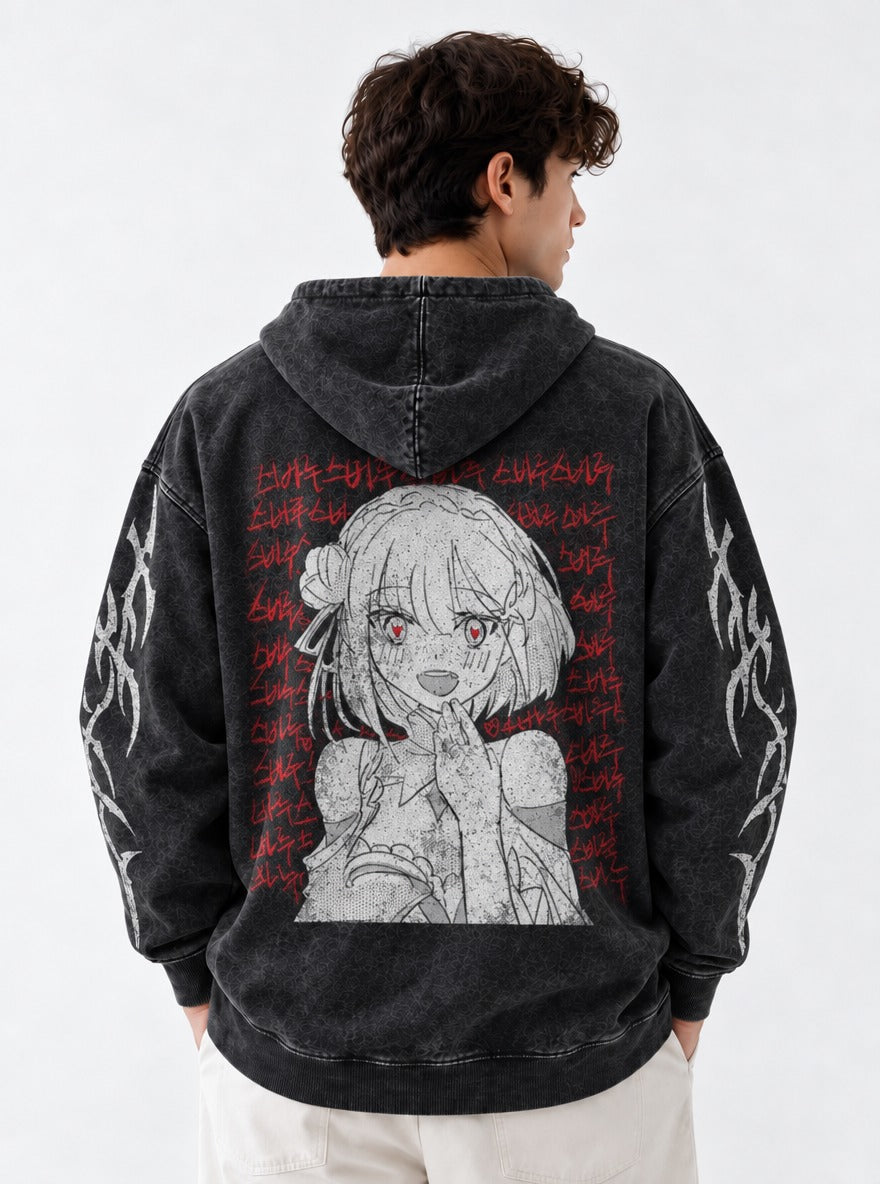 Scribbled Heart – Hoodie – model shot | Re Zero