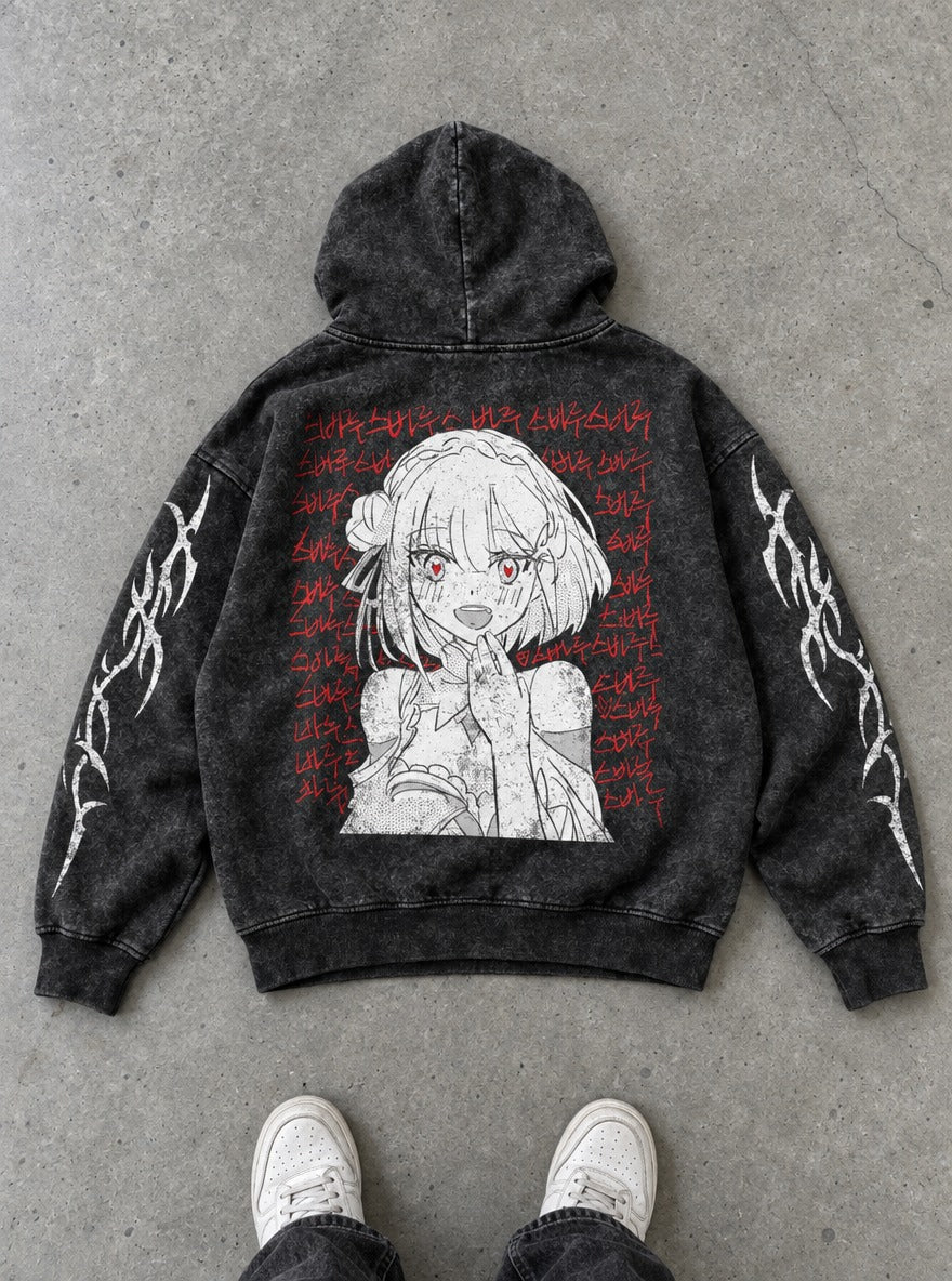 Scribbled Heart – Hoodie – flat-lay | Re Zero