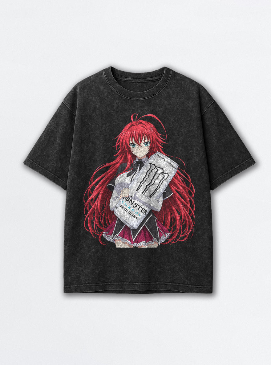 Rias Gremory – Black Acid Wash Tee – mockup | Meme Tees