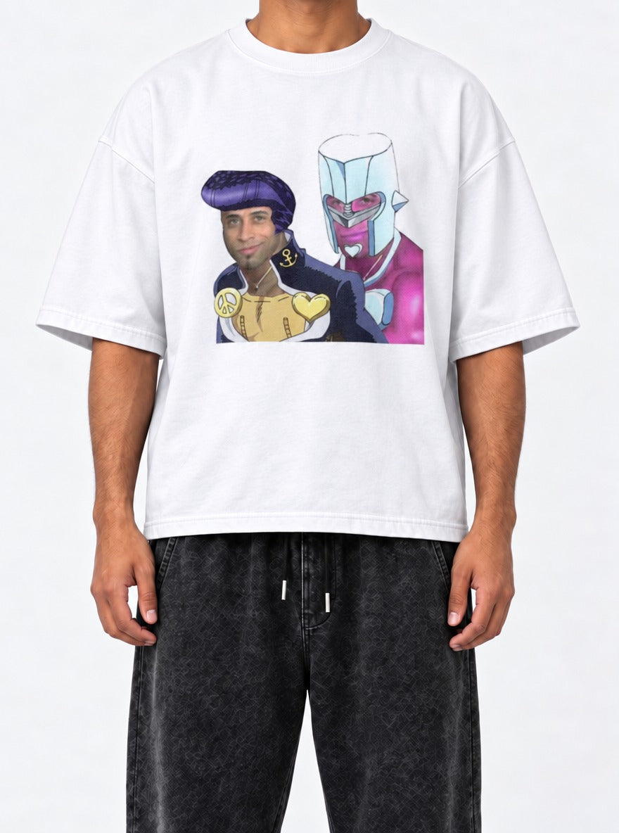 Ricardo Higashikata – White Tee – model shot | Meme Tees
