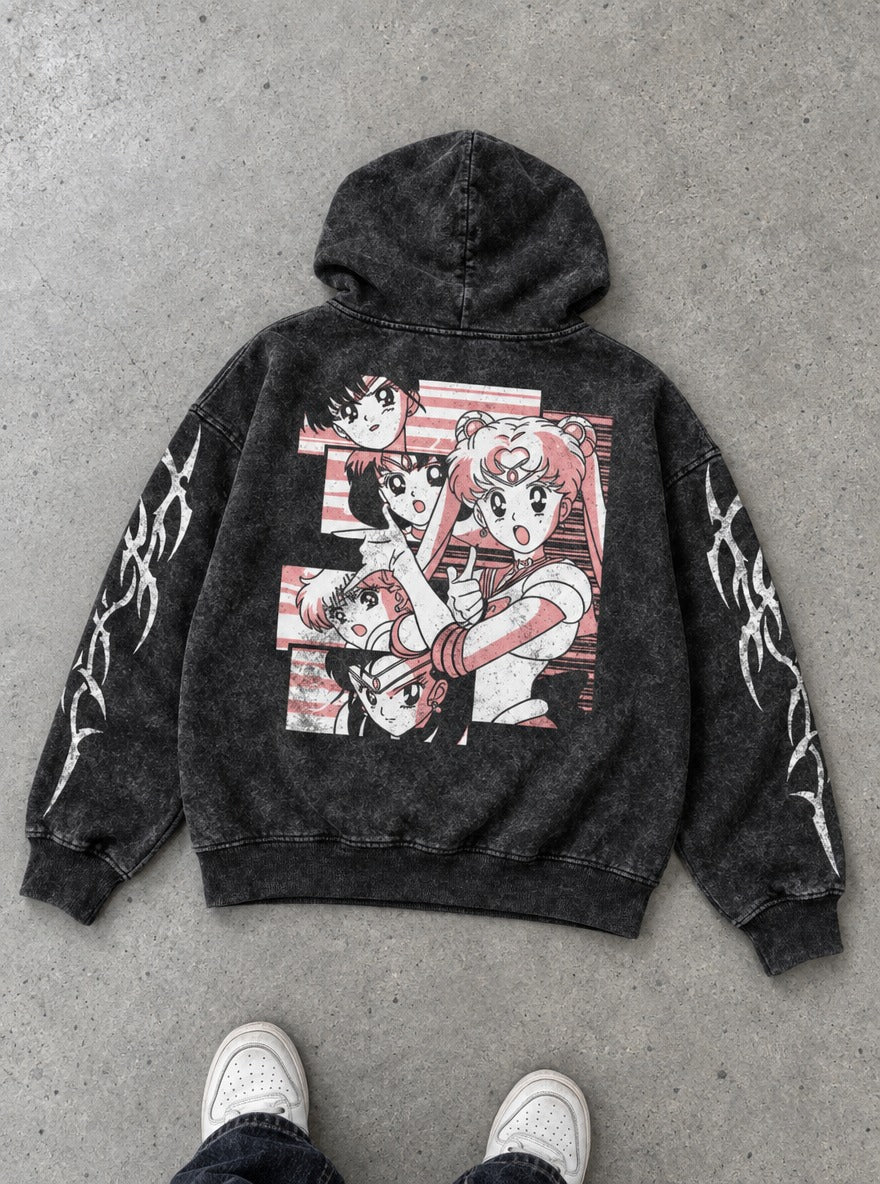 Coral Collage – Hoodie – flat-lay | Sailor Moon