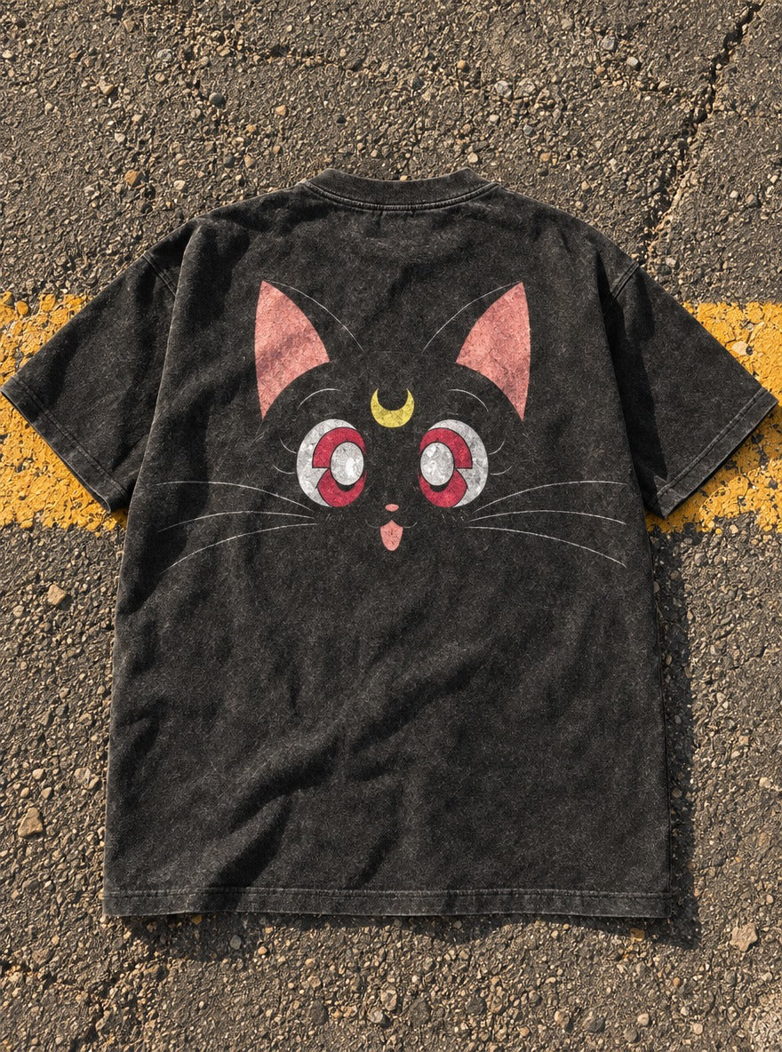 Crescent Cat – T-Shirt – flat-lay | Sailor Moon