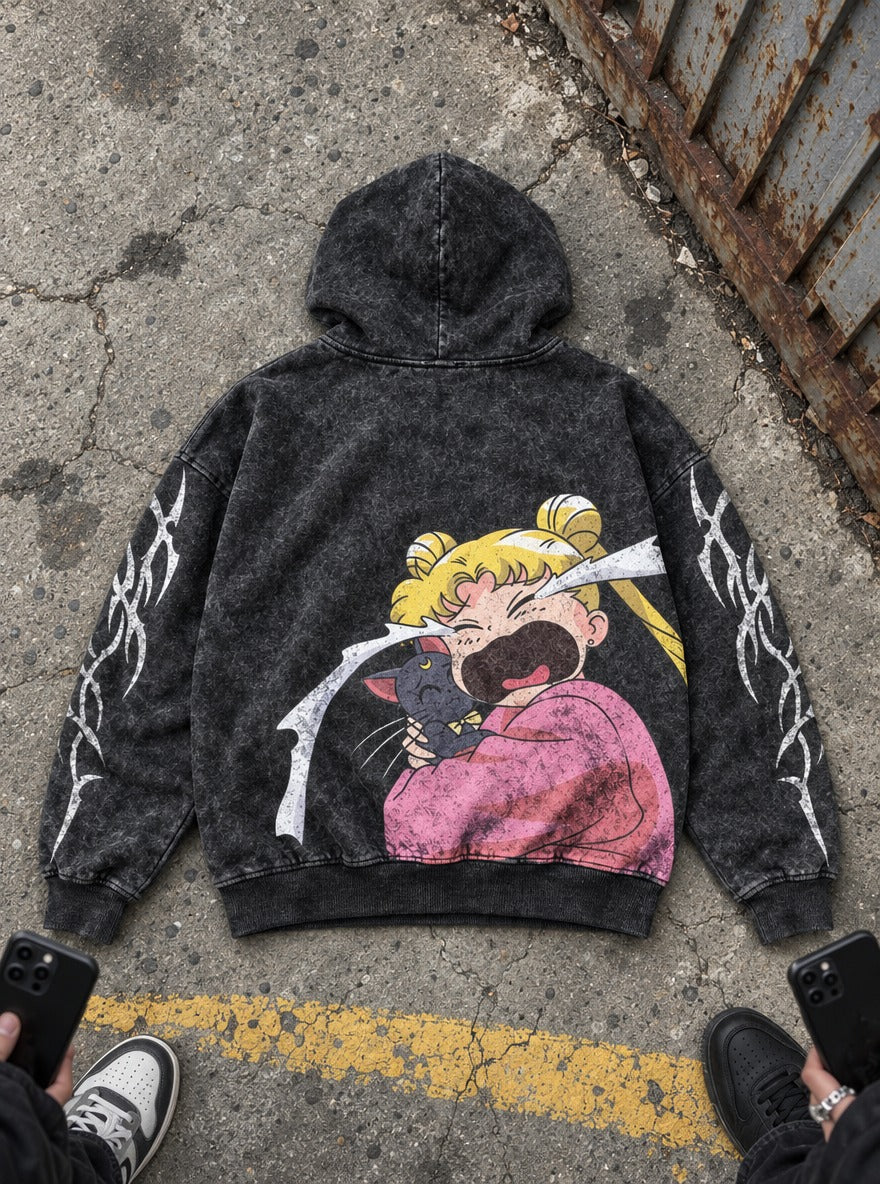 Crying Comfort – Hoodie – flat-lay | Sailor Moon