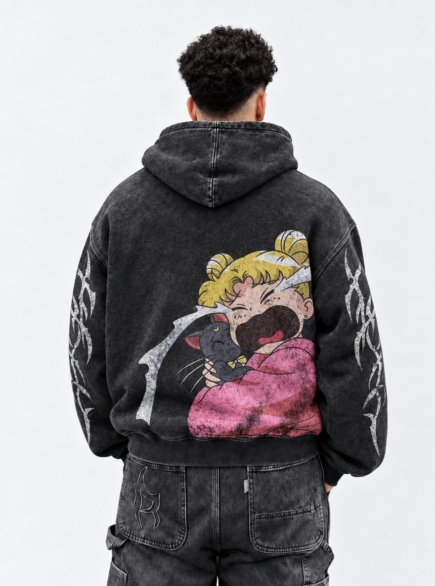 Crying Comfort – Hoodie – model shot | Sailor Moon