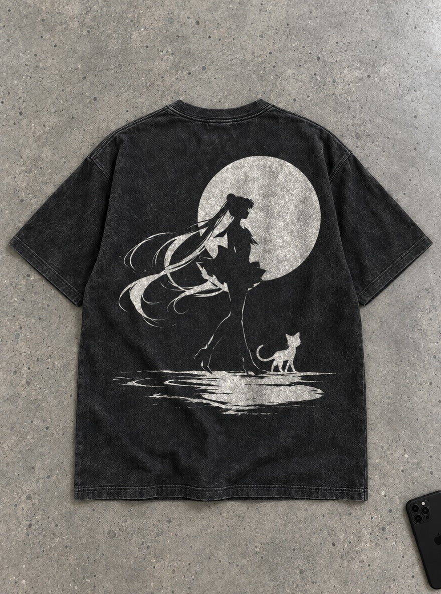 Moonlit Companion – T-Shirt – flat-lay | Sailor Moon