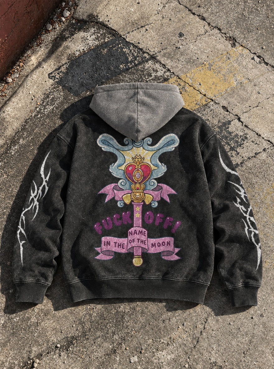 Royal Heart – Black & Grey Hoodie – flat-lay | Sailor Moon