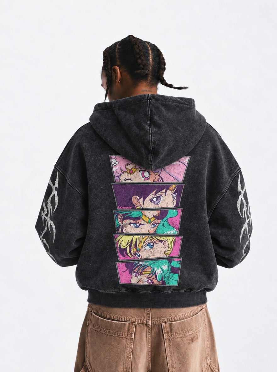Slanted Panels – Hoodie – model shot | Sailor Moon