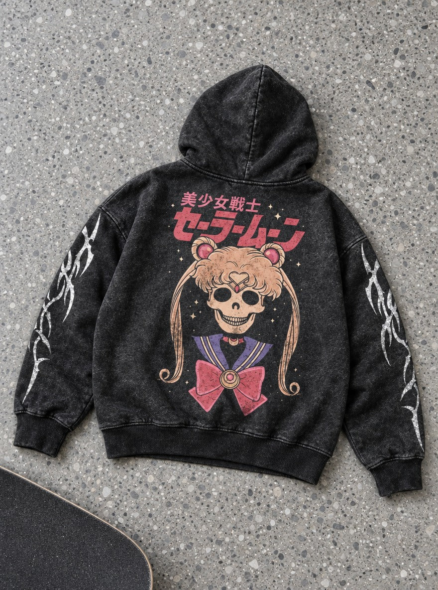 Twintail Skull – Hoodie – flat-lay | Sailor Moon