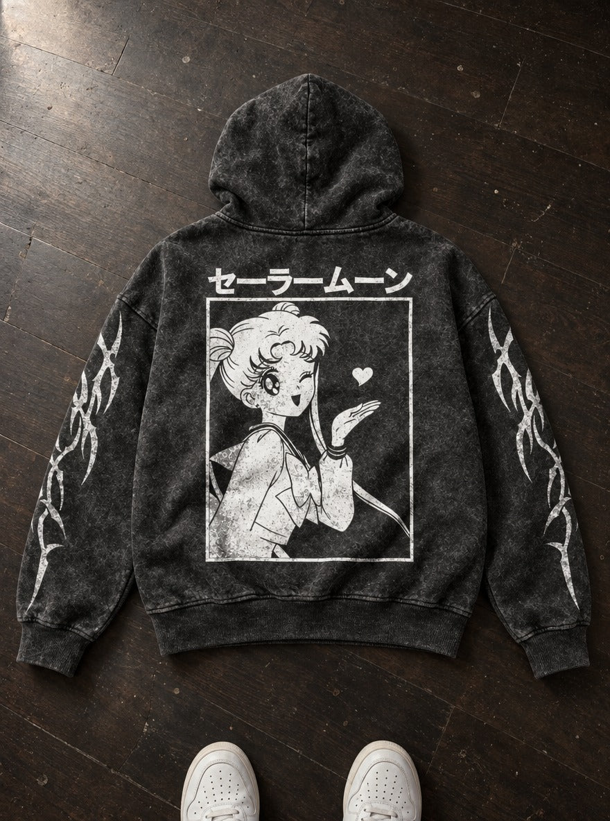 Winking Heart – Hoodie – flat-lay | Sailor Moon