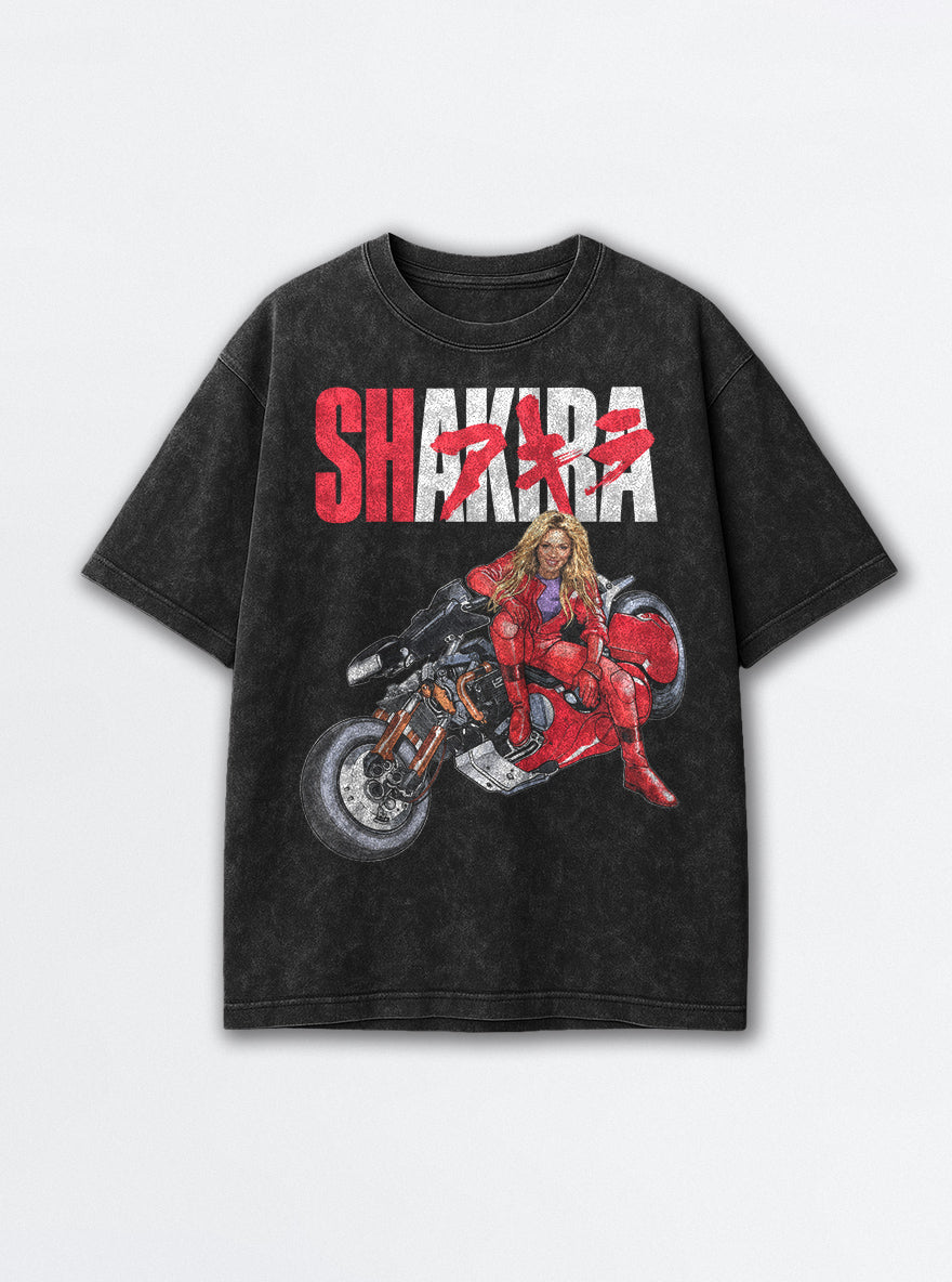 Shakira – Black Acid Wash Tee – mockup | Meme Tees