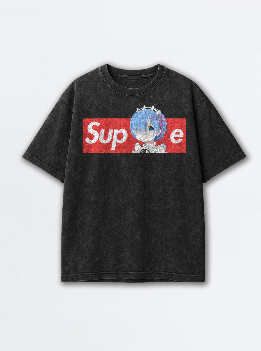 Supreme – Black Acid Wash Tee – mockup | Meme Tees