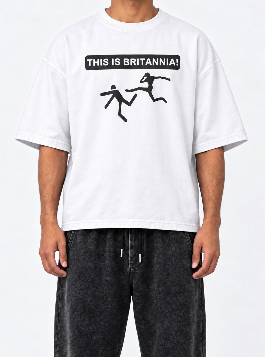 This Is Britannia – White Tee – model shot | Meme Tees