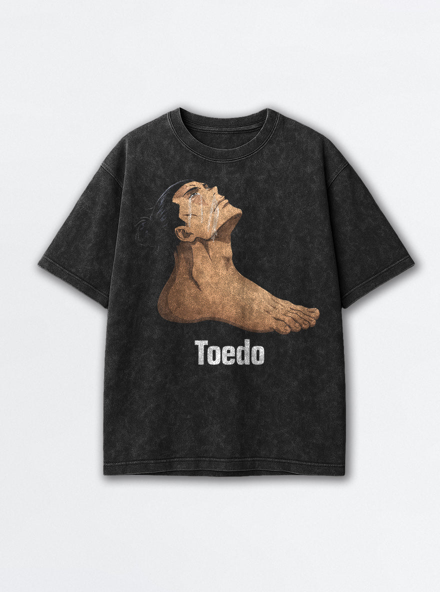 Toe Do – Black Acid Wash Tee – mockup | Meme Tees