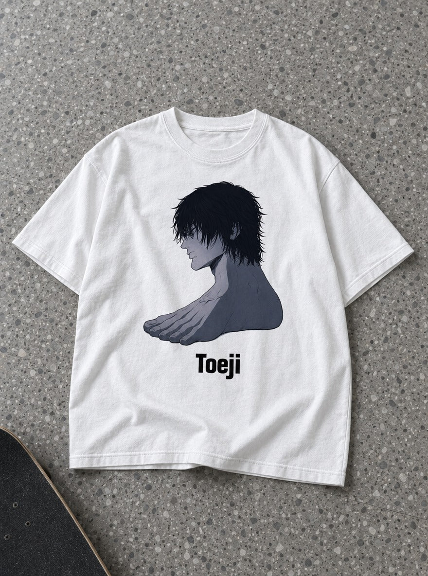 Toeji – White Tee – flat-lay | Meme Tees