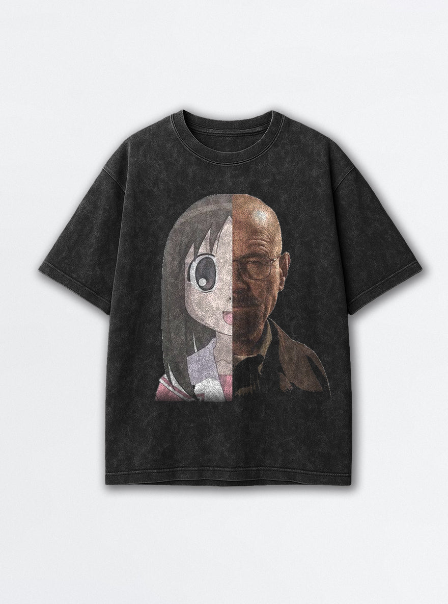 Walter Osaka White – Black Acid Wash Tee – mockup | Meme Tees