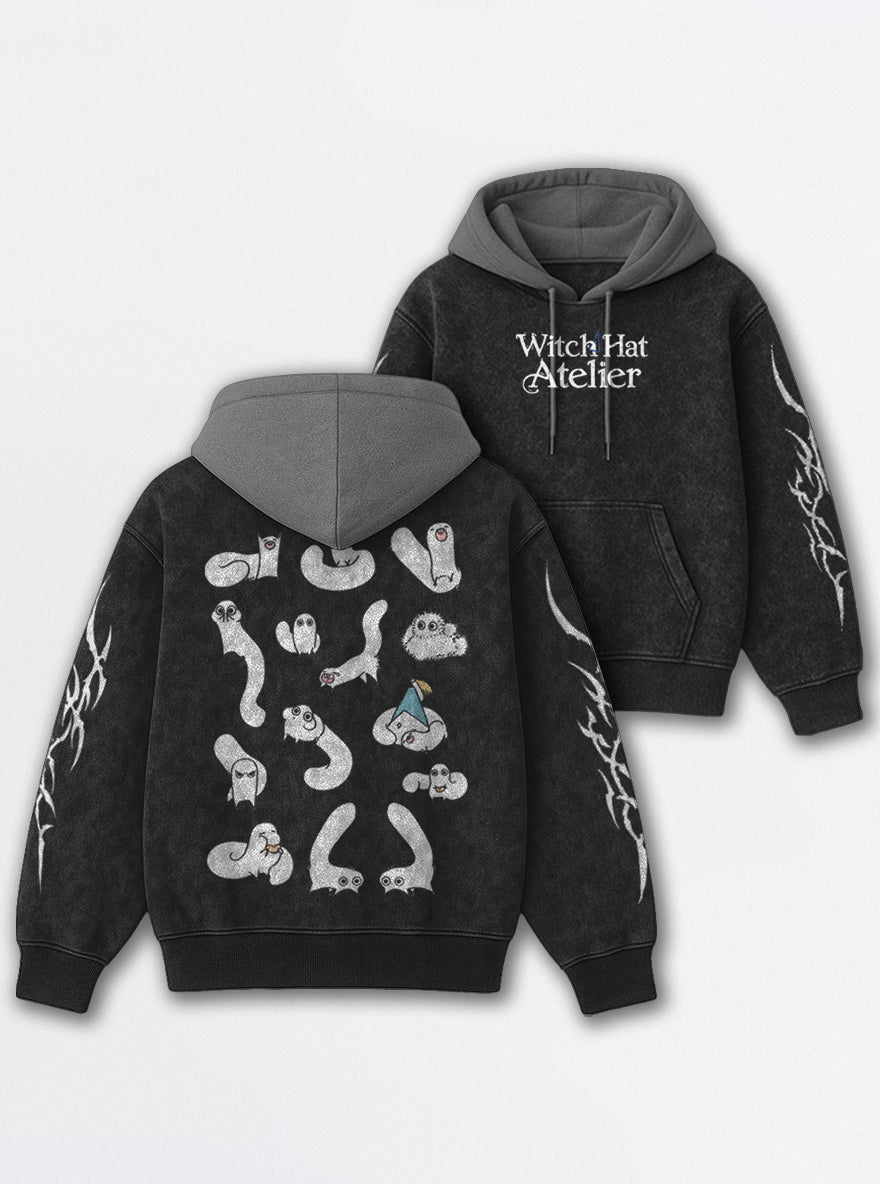 Ghostly Parade – Black & Grey Hoodie – mockup | Witch Hat Atelier