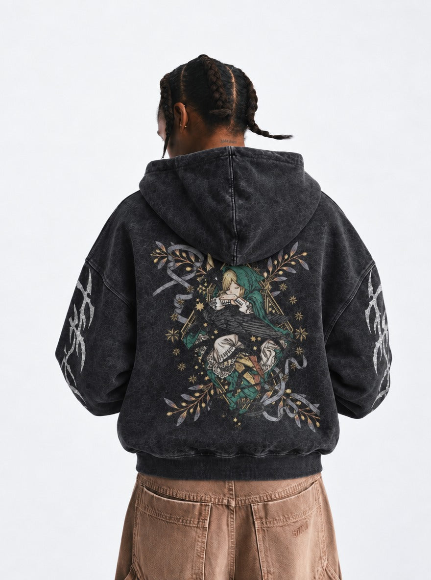 Raven Rest – Hoodie – model shot | Witch Hat Atelier