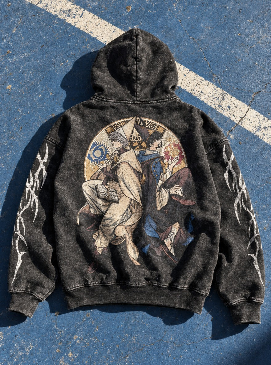 Twin Sigils – Hoodie – flat-lay | Witch Hat Atelier