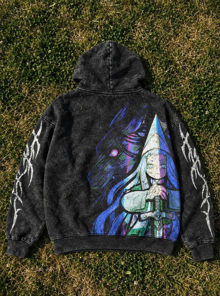 Wolfblade Witch – Hoodie – flat-lay | Witch Hat Atelier