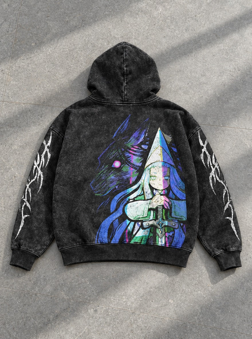 Wolfblade Witch – Hoodie – flat-lay | Witch Hat Atelier