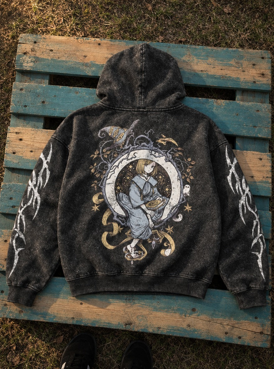 Wreathbound Witch – Hoodie – flat-lay | Witch Hat Atelier