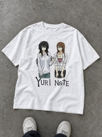Yuri Note – White Tee – flat-lay | Meme Tees